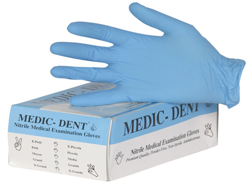 Examination Blue Nitrile Gloves (100/box) - Small - Click Image to Close